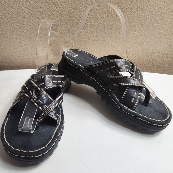 Lower East Side Vintage Y2K Black Chunky Vegan Leather Slides-Size 8.5 - Picture 1 of 11